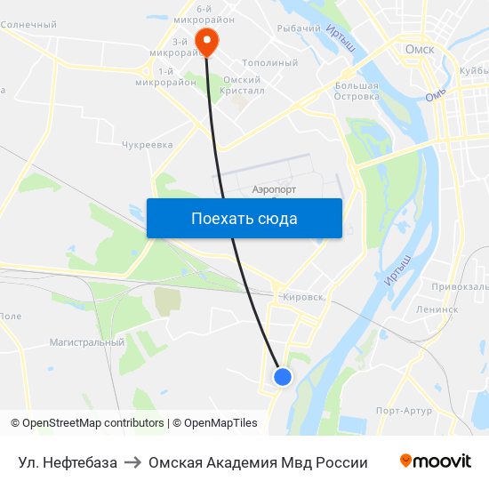 Ул. Нефтебаза to Омская Академия Мвд России map
