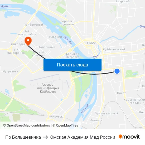 По Большевичка to Омская Академия Мвд России map