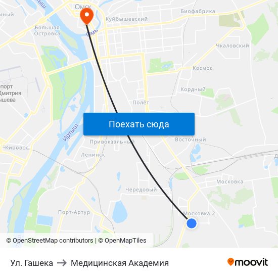 Ул. Гашека to Медицинская Академия map