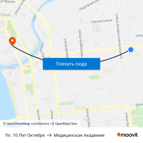 Ул. 10 Лет Октября to Медицинская Академия map