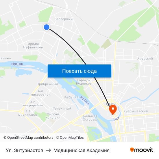 Ул. Энтузиастов to Медицинская Академия map