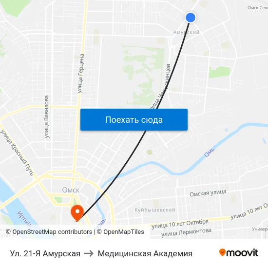 Ул. 21-Я Амурская to Медицинская Академия map