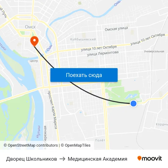 Дворец Школьников to Медицинская Академия map
