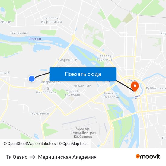 Тк Оазис to Медицинская Академия map