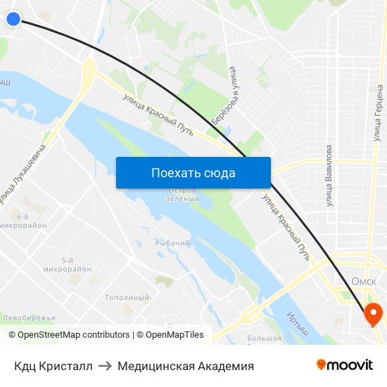 Кдц Кристалл to Медицинская Академия map