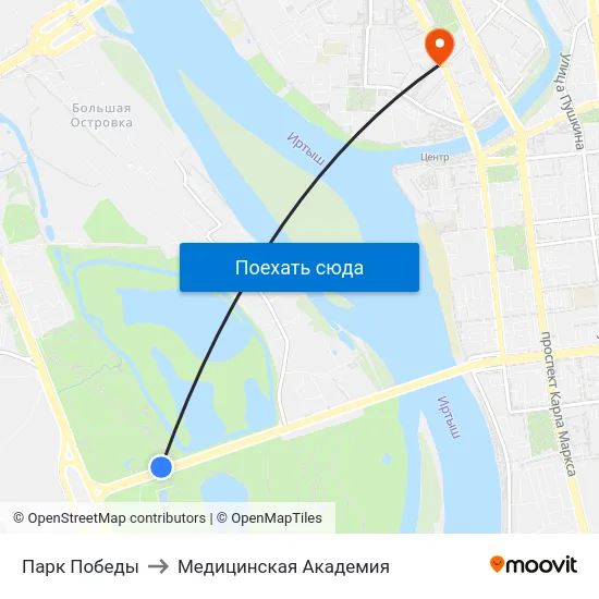 Парк Победы to Медицинская Академия map