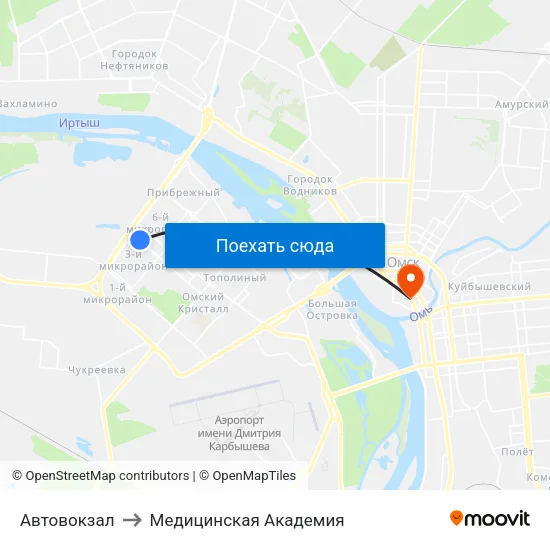 Автовокзал to Медицинская Академия map