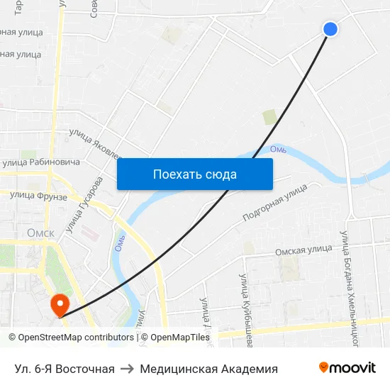 Ул. 6-Я Восточная to Медицинская Академия map