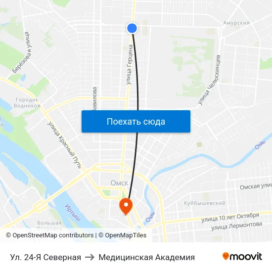 Ул. 24-Я Северная to Медицинская Академия map