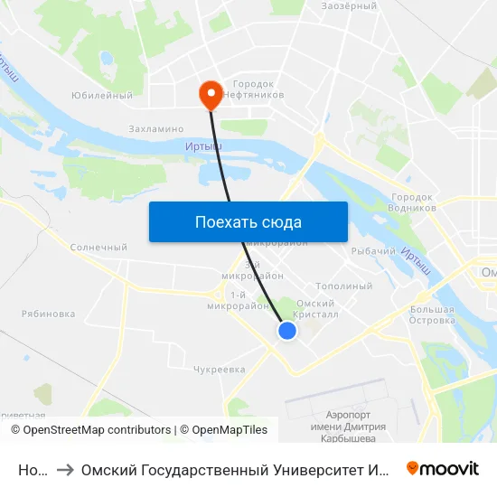 Новая to Омский Государственный Университет Им. Ф. М. Достоевского map