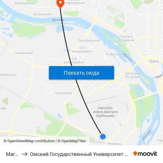 Магазин to Омский Государственный Университет Им. Ф. М. Достоевского map