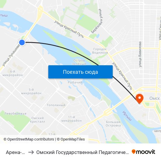 Арена-Омск to Омский Государственный Педагогический Университет map