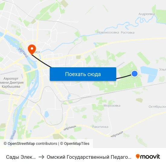 Сады Электромера to Омский Государственный Педагогический Университет map