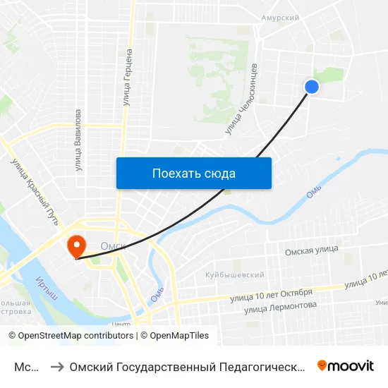 Мсч-11 to Омский Государственный Педагогический Университет map