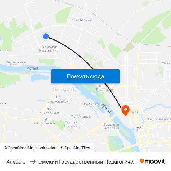 Хлебозавод to Омский Государственный Педагогический Университет map