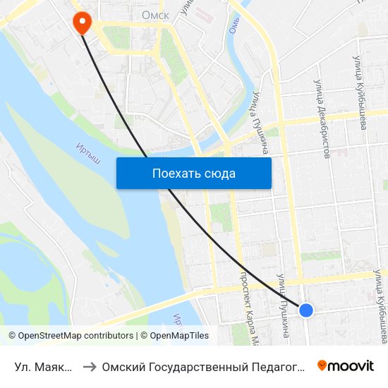 Ул. Маяковского to Омский Государственный Педагогический Университет map