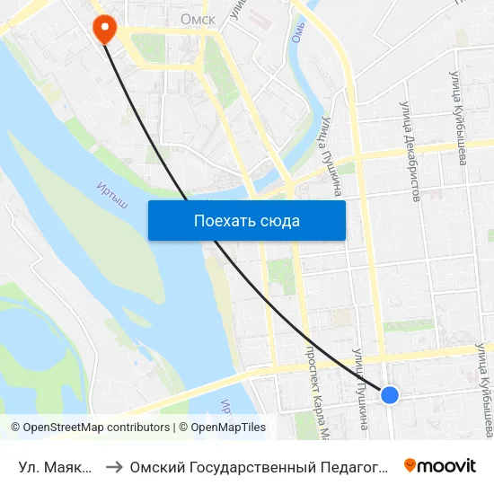 Ул. Маяковского to Омский Государственный Педагогический Университет map