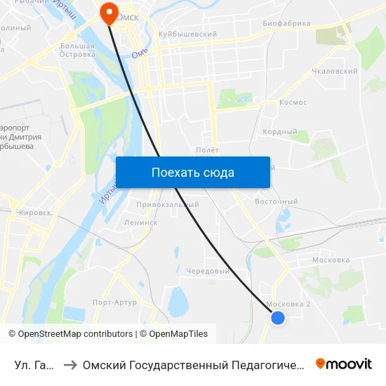 Ул. Гашека to Омский Государственный Педагогический Университет map