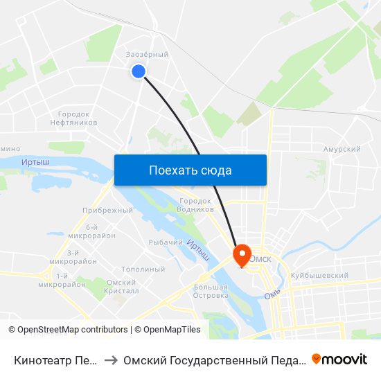 Кинотеатр Первомайский to Омский Государственный Педагогический Университет map