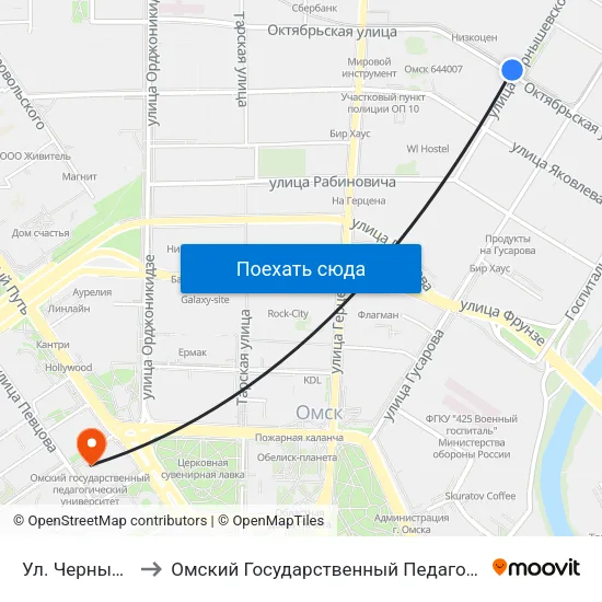 Ул. Чернышевского to Омский Государственный Педагогический Университет map