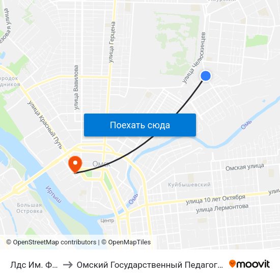 Лдс Им. Фетисова to Омский Государственный Педагогический Университет map