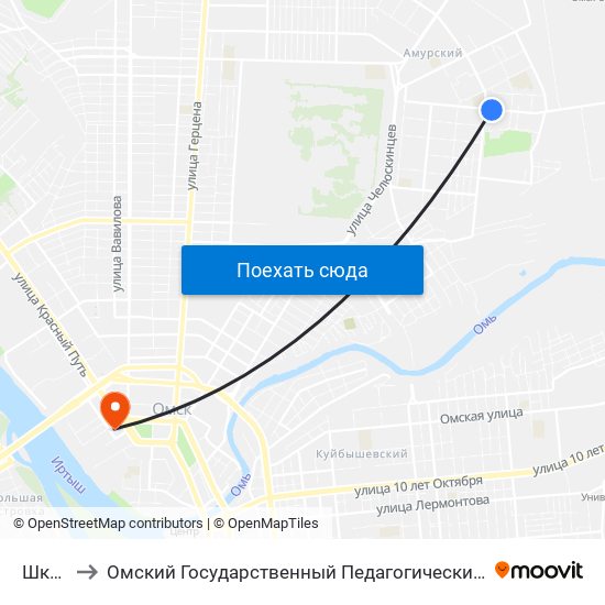 Школа to Омский Государственный Педагогический Университет map