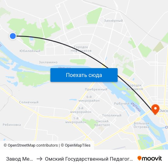Завод Металлист to Омский Государственный Педагогический Университет map
