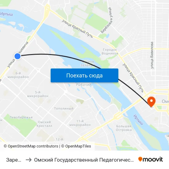 Заречная to Омский Государственный Педагогический Университет map