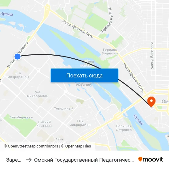 Заречная to Омский Государственный Педагогический Университет map