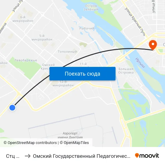 Стц Мега to Омский Государственный Педагогический Университет map
