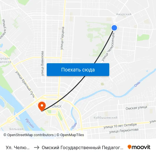 Ул. Челюскинцев to Омский Государственный Педагогический Университет map