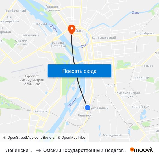 Ленинский Рынок to Омский Государственный Педагогический Университет map