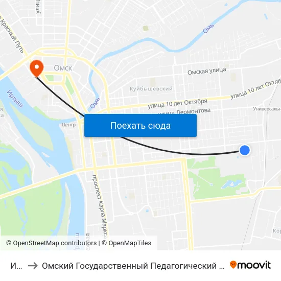 Ифк to Омский Государственный Педагогический Университет map