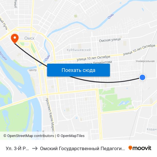 Ул. 3-Й Разъезд to Омский Государственный Педагогический Университет map