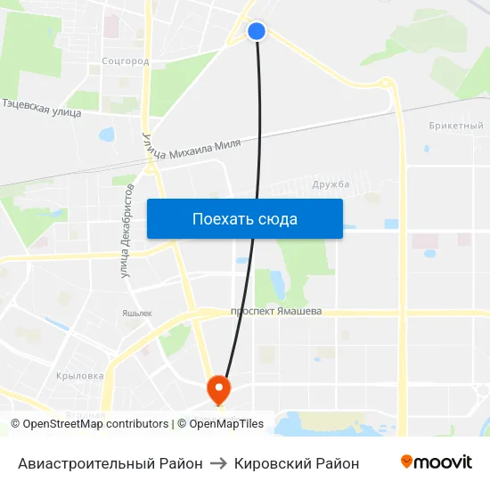 Авиастроительный Район to Кировский Район map