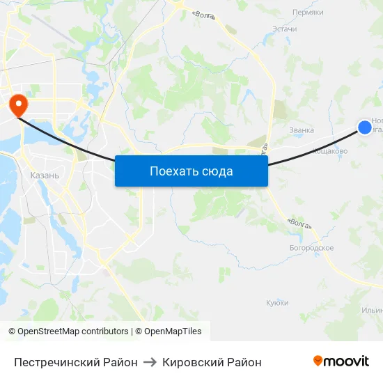 Пестречинский Район to Кировский Район map