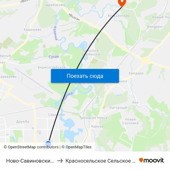 Ново-Савиновский Район to Красносельское Сельское Поселение map