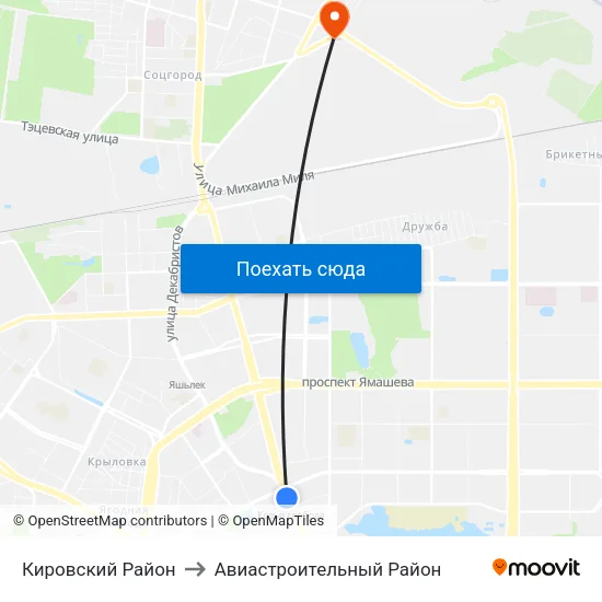 Кировский Район to Авиастроительный Район map