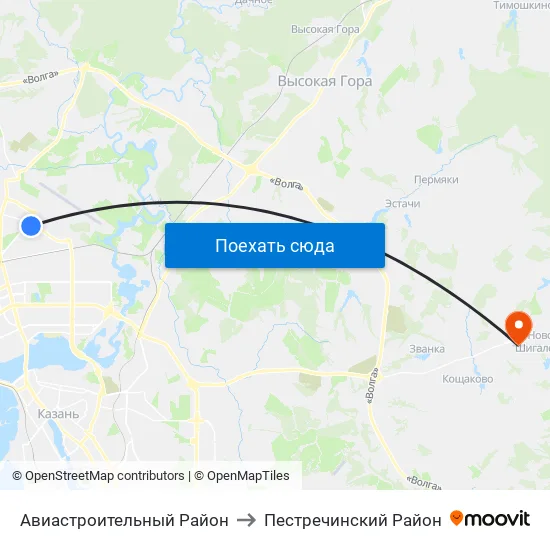Авиастроительный Район to Пестречинский Район map