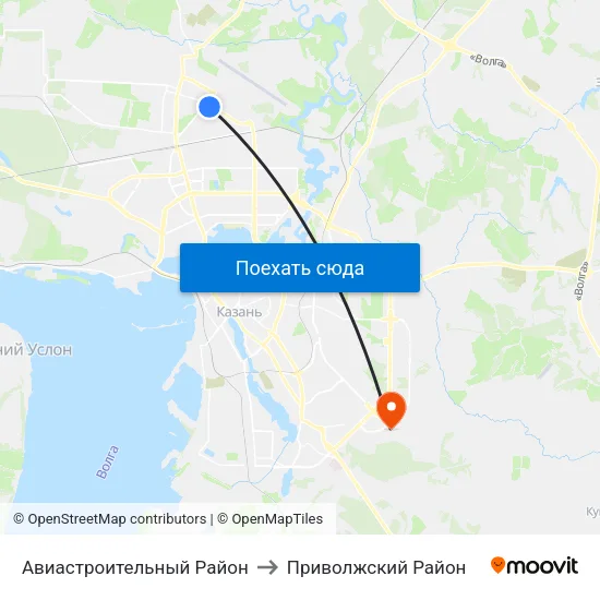 Авиастроительный Район to Приволжский Район map