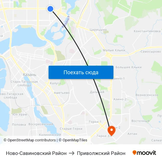 Ново-Савиновский Район to Приволжский Район map