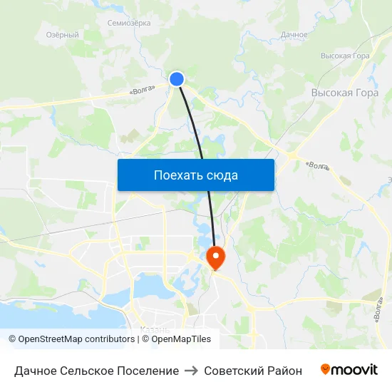 Дачное Сельское Поселение to Советский Район map