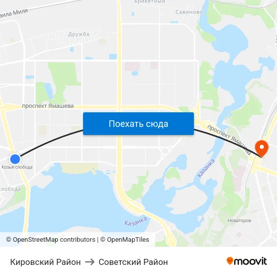 Кировский Район to Советский Район map