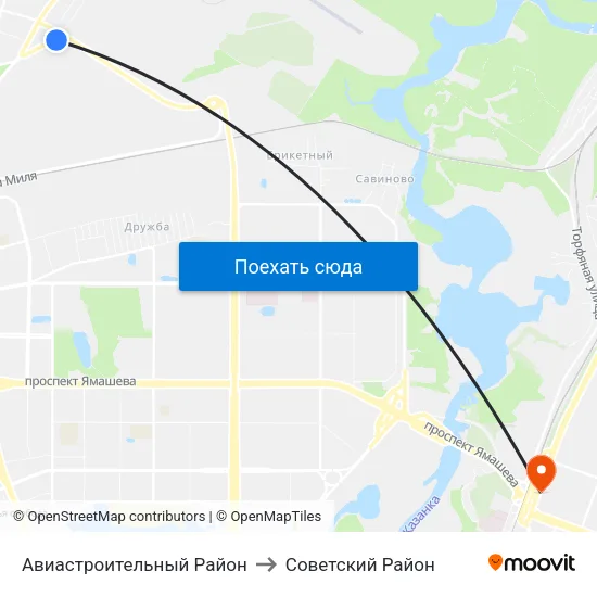 Авиастроительный Район to Советский Район map