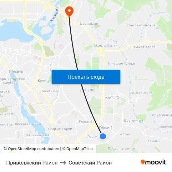Приволжский Район to Советский Район map