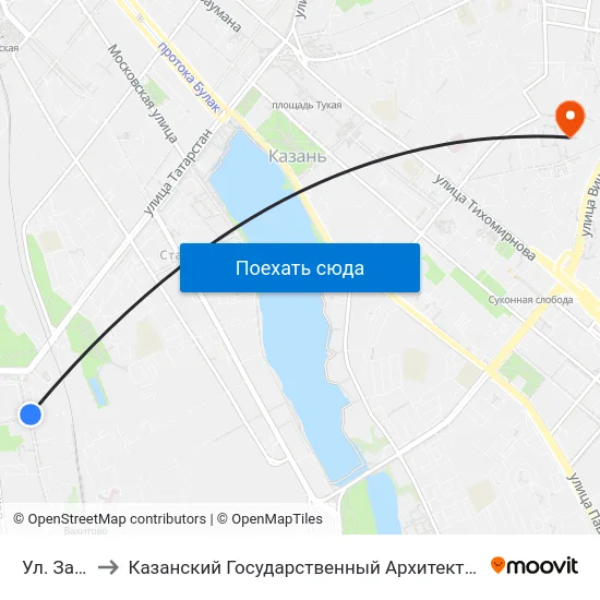 Ул. Зайцева-1 to Казанский Государственный Архитектурно-Строительный Университет map