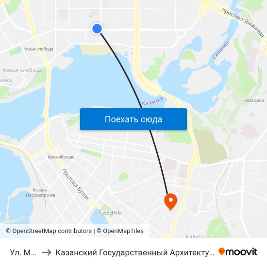 Ул. Мусина-3 to Казанский Государственный Архитектурно-Строительный Университет map
