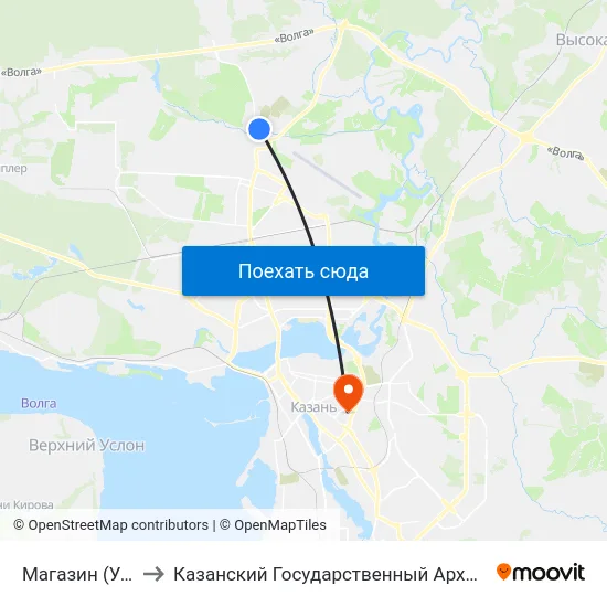 Магазин (Ул. Песочная)-1 to Казанский Государственный Архитектурно-Строительный Университет map