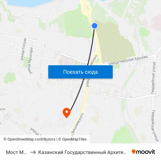 Мост Миллениум to Казанский Государственный Архитектурно-Строительный Университет map