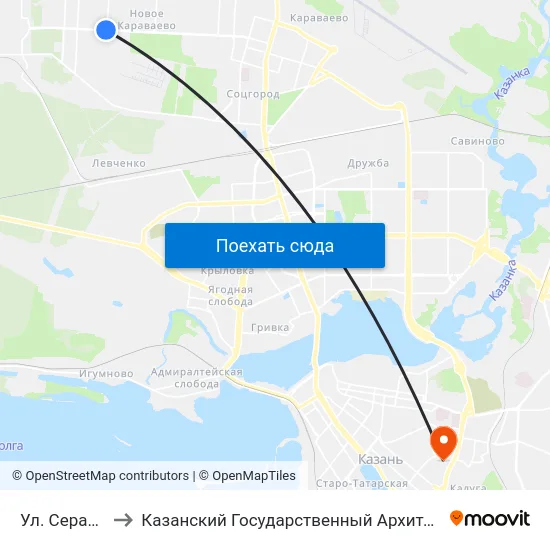 Ул. Серафимовича-3 to Казанский Государственный Архитектурно-Строительный Университет map
